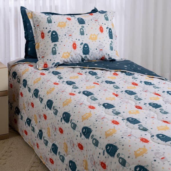 Monster Party Kids Comforter Set Blue 180X220 cm