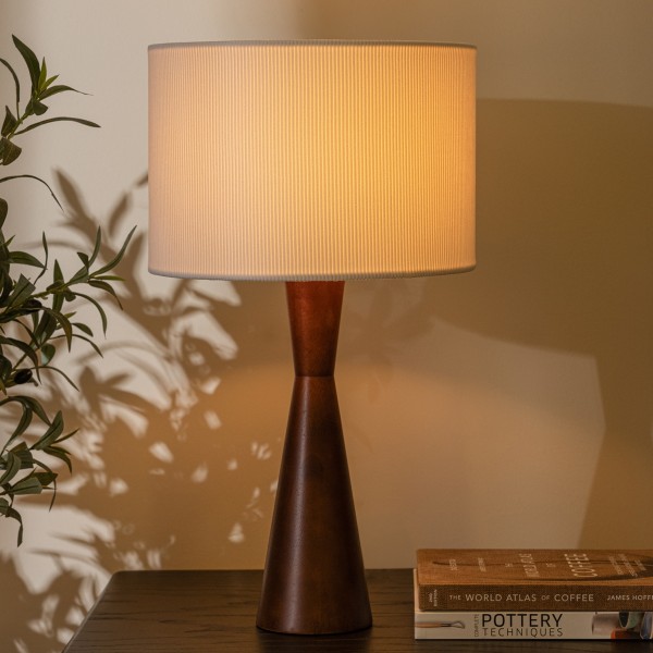 Rustic Wood Table Lamp White D30 x H55 cm