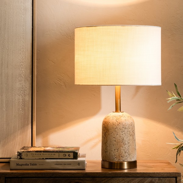 Drum Cement Table Lamp Beige D31 x H51 cm