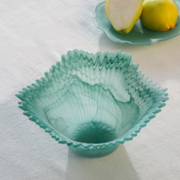 Smoky Serving Bowl Green 19.5X19.5X9.5 cm