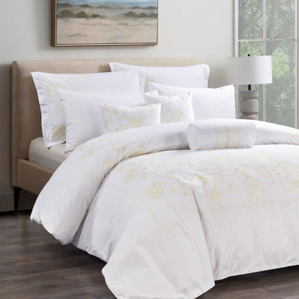 Dula 5 Pcs Embroidered Duvet Cover Set White 220x240 cm