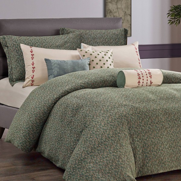 Rocky 5 Pcs Jacquard Duvet Cover Set Green 240x260 cm