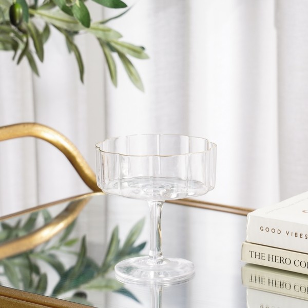 Plumeria Short Stem Glass Set 6Pcs Clear 