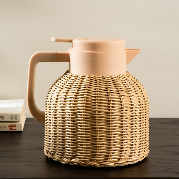 Rattan Tea Server 1.8 Ltr Beige 21X18X20 cm