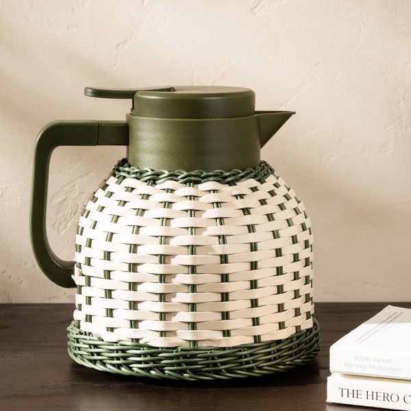 Rattan Tea Server 1.8 Ltr Green 21X18X20 cm