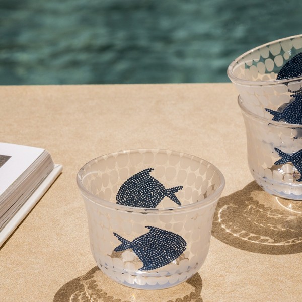 Ohyamal Glass Gawa Cup Set 6Pcs Blue
