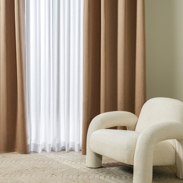 Joy Blackout Curtain Pair Tan 140 X 300 cm  