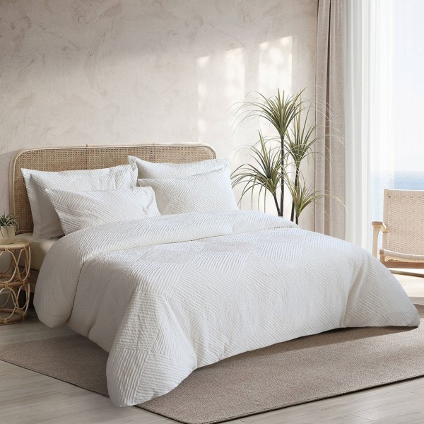 Line 5Pcs Jacquard Duvet Cover Set White 240X260 cm