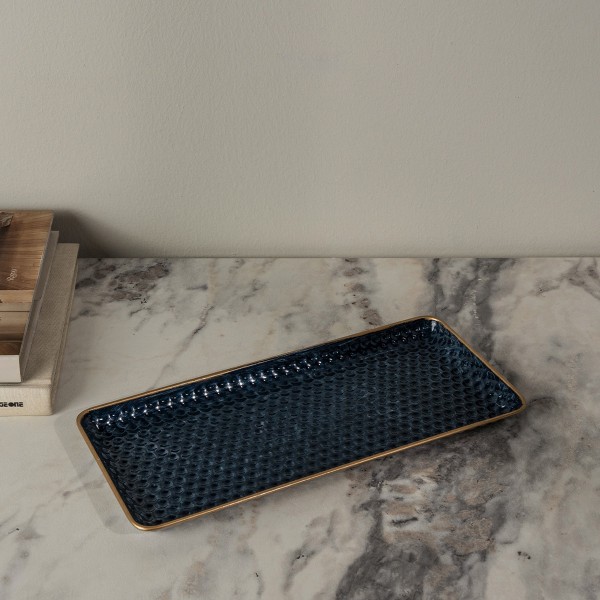 Hamco Metal Deco Tray Blue 34X15X2 cm