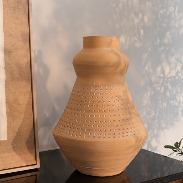 Cast Terracotta Vase Beige 28X28X39 cm