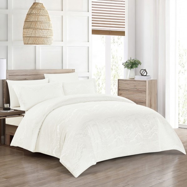 Wave 5Pcs Luxury Jacquard Duvet Cover Set White 220X240 cm