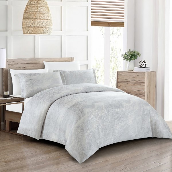 Mosaic 5Pcs Luxury Jacquard Duvet Cover Set Silver 220X240 cm