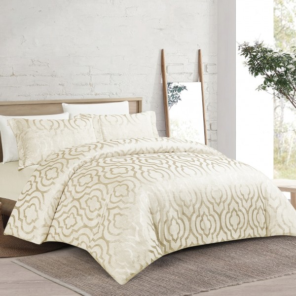 Lia 5Pcs Luxury Jacquard Duvet Cover Set Gold 220X240 cm