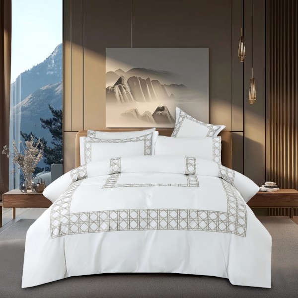 Jane 5Pcs Embroidered Duvet Cover Set Silver 220X240 cm