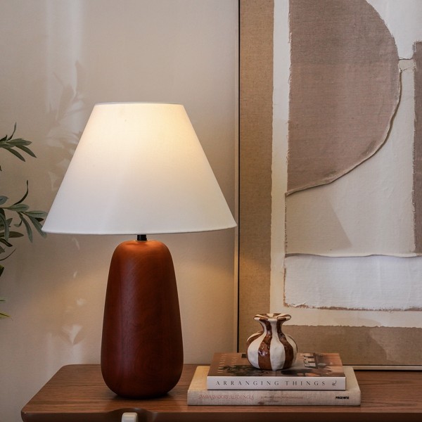 Wallnut Table Lamp White H:60.96 cm  