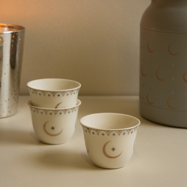 Gamrah New Bone Gahwa Cup Set 6Pcs Gold