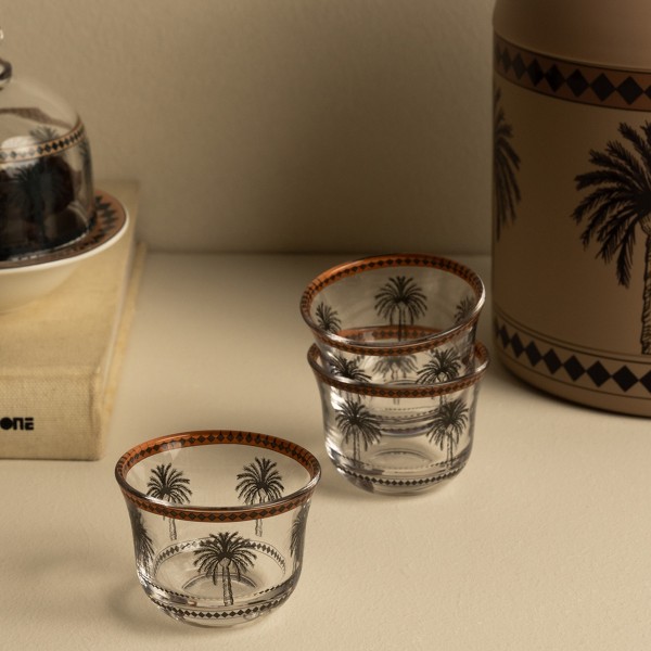 Tamra Glass Gahwa Cup Set 6Pcs Black