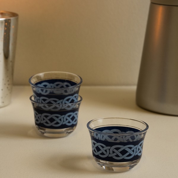 Marine Glass Gahwa Cup Set 6Pcs Blue
