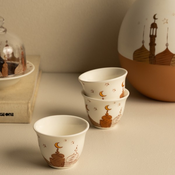 Omniya New Bone Gahwa Cup Set 6Pcs Beige