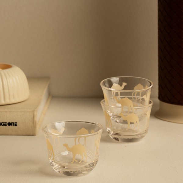 Barri Glass Gahwa Cup Set 6Pcs Beige