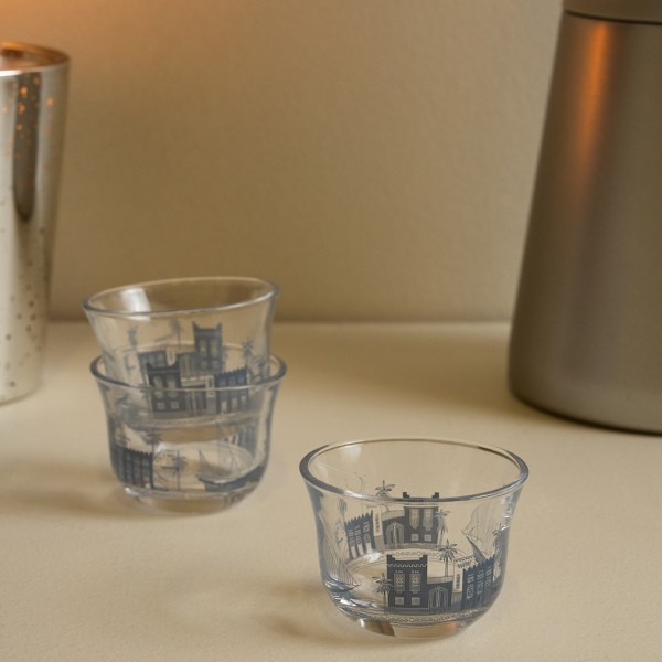 Bahri Glass Gahwa Cup Set 6Pcs Blue