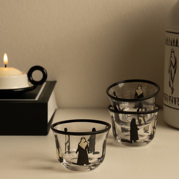Essence Glass Gahwa Cup Set 6Pcs Black