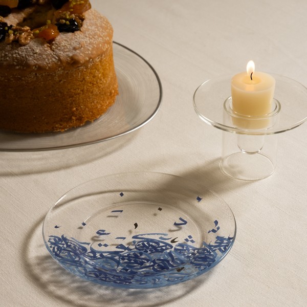 Almidad Glass Sweet Plate Set 6Pcs Blue