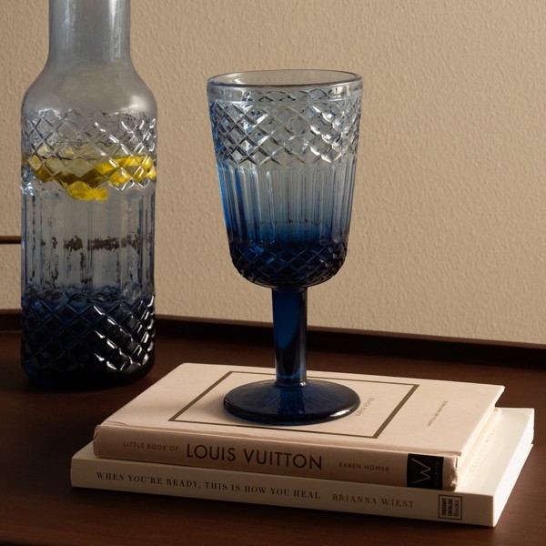 Diamond Stem Glass Blue 310Cc