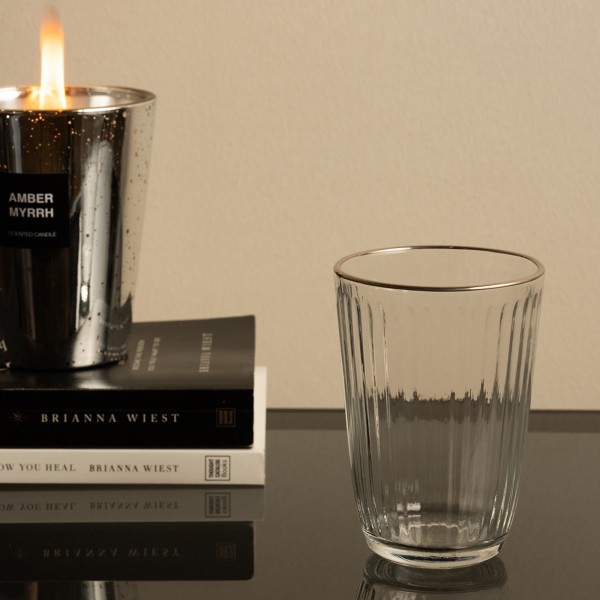 Ribbed High Tumbler Silver 395 cc