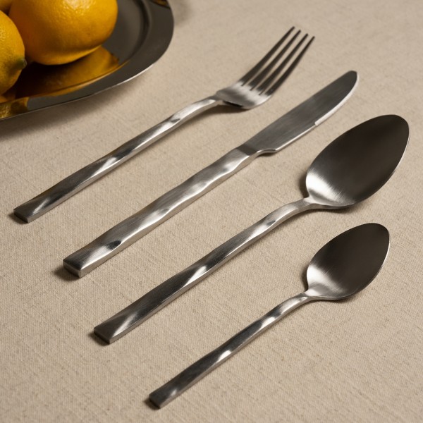 Diamond Stainless Steel Cutlery Set 24Pcs Matt Silver