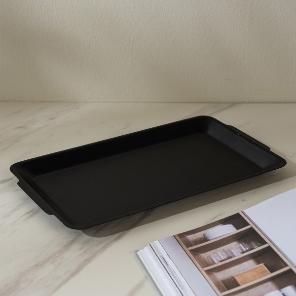 Phan Stainless Steel Metal Deco Tray Black 22.5X14.5X1.3 cm 