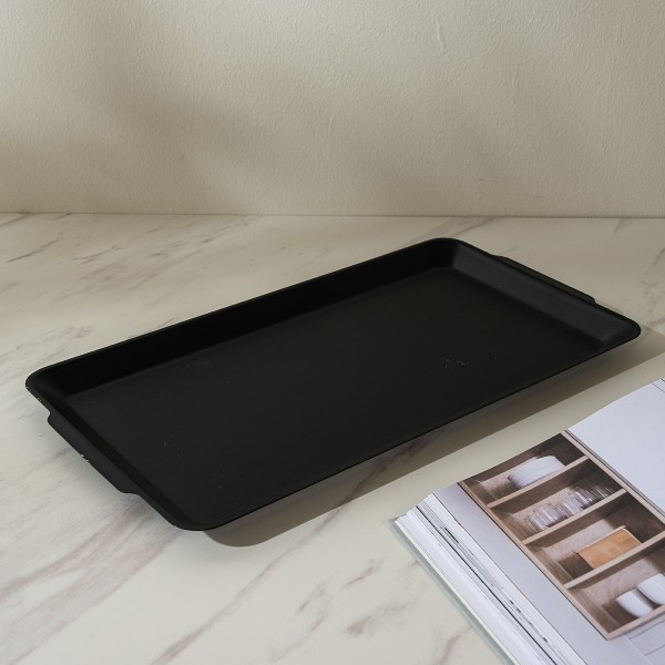 Phan Stainless Steel Metal Deco Tray Black 36X20X1.5 cm 