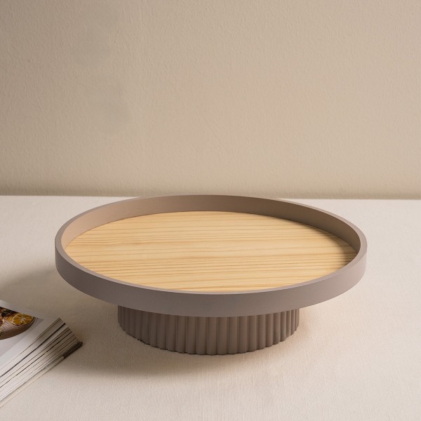 Suri Footed Wood Deco Tray Grey 35X35X10 cm 
