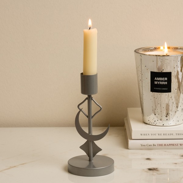 Gamrah Metal Candle Holder Silver 15 cm