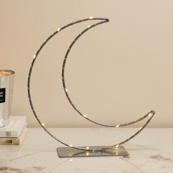 Crescent Metal Led Light Silver 30X39 cm