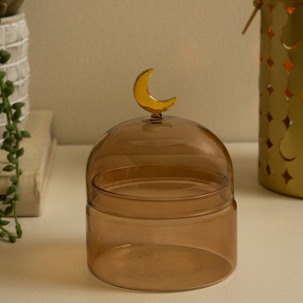 Gamrah Glass Deco Jar Beige 9X9X12 cm