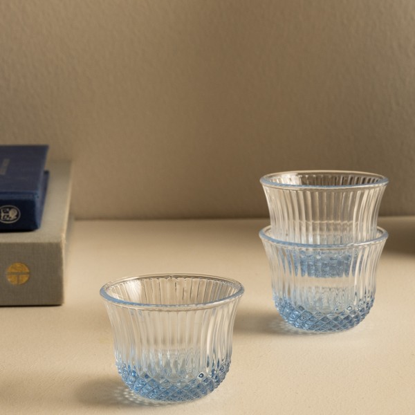 Edelstein Glass Gahwa Cup Set 6Pcs Light Blue