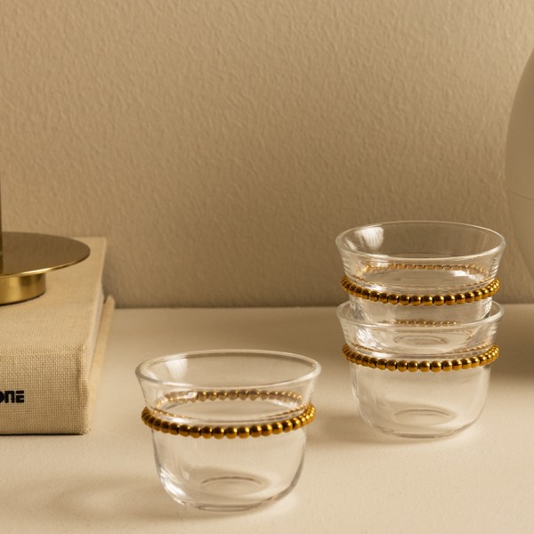Perlen Glass Gahwa Cup Set 6Pcs Gold