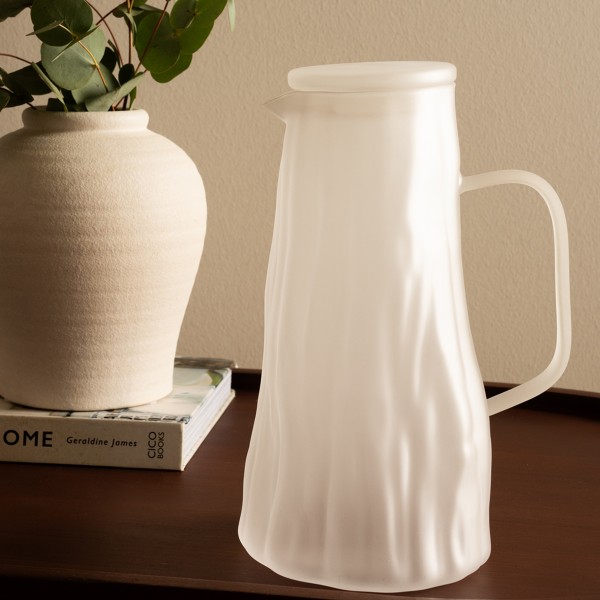 Holtz Glass Pitcher Frosted White D:13 X H:24.5 cm