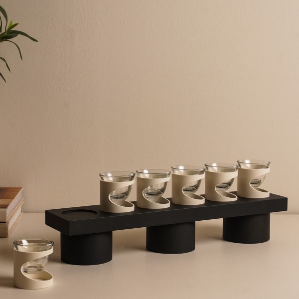 Al Liwan Gahwa Set 6Pcs with Platform Cream