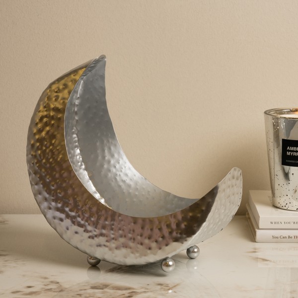 Gamrah Metal Deco Plate Silver 26.7X14X22 cm