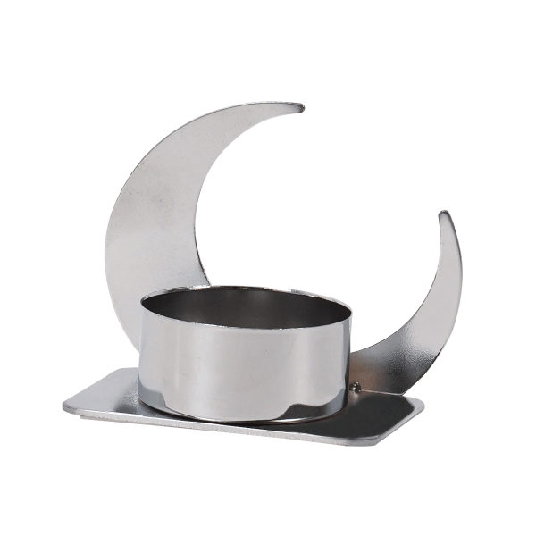Crescent Metal Candle Holder Silver 6.5X6 cm