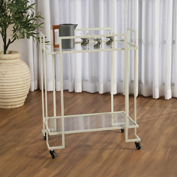 Town 2-Tier Metal/Glass Barcart Grey 66X40X84 cm