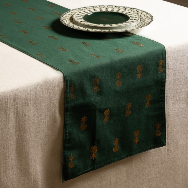 Saify Table Runner Green 33X150 cm