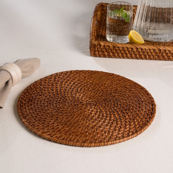 Claire Rattan Placemat Brown D:33 cm