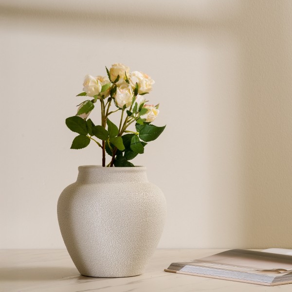 White Rosebud Spray Single Stem Flower 38 cm