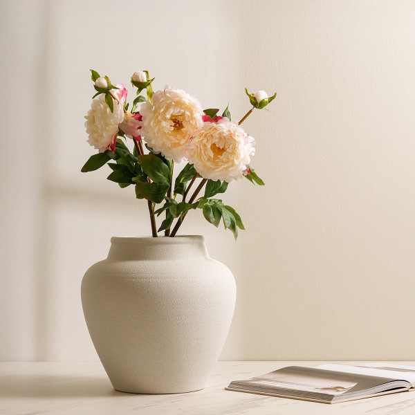 White Peony Single Stem Flower 75 cm