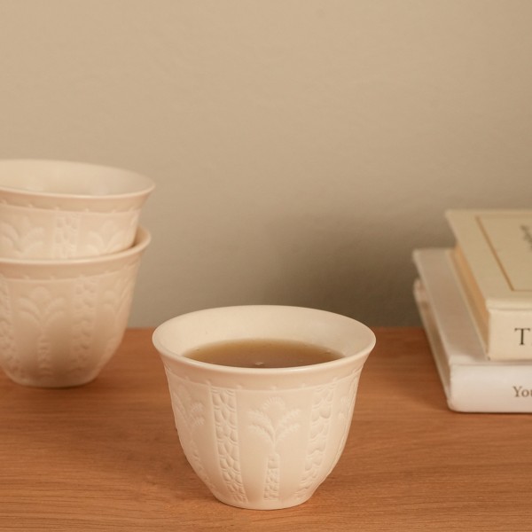 Mirqab New Bone Gahwa Cup Set 6Pcs Cream