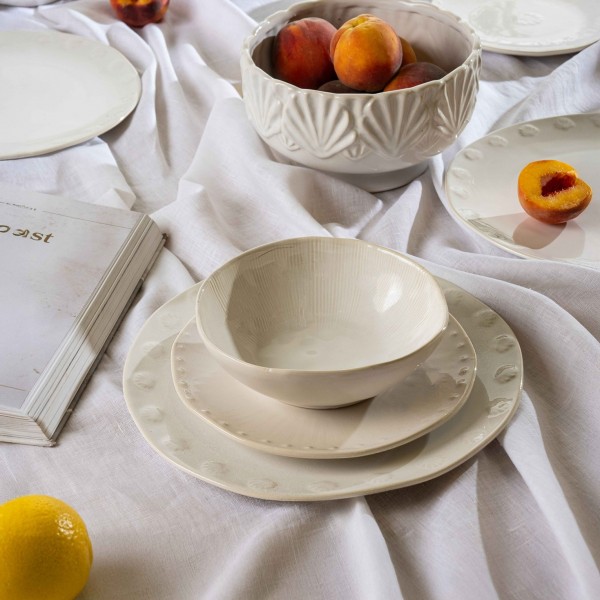 Lulu Embossed Stoneware Dinner Set 18Pcs White