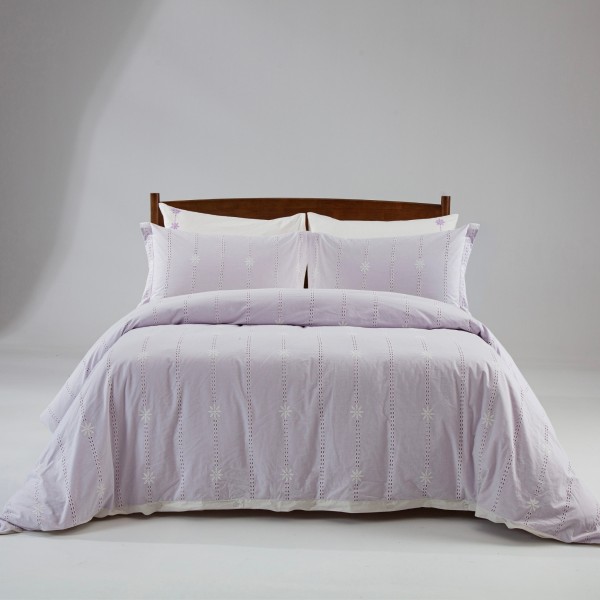 Olivia Jacquard Duvet Cover Set 5Pcs White/ Lilac 220X240 cm